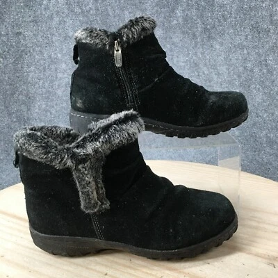 Khombu Winter Snow Boots Womens 7 M Bonnie Black Leather Pull On Faux Fur Zip - Image 1 of 4