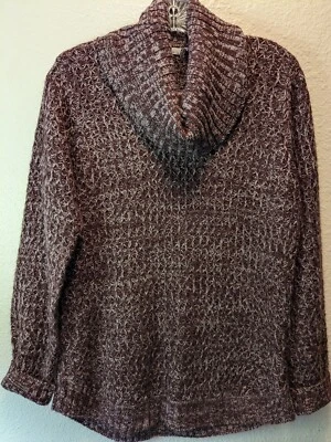 Suéter Jason Maxwell Mujer Grande Púrpura/Blanco Suelto Tejido Capucha Cuello Jersey  Foto 1 de 4