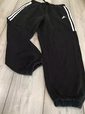 Adidas Baggy Fit Sweat Pants Joggers Tracksuit Bottoms Size Ladies 16-18 Black • 14.64€