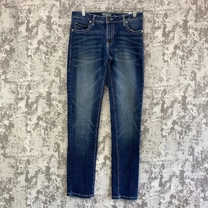 Wrangler Rock 47 Jeans Womens Size 7 x33 Blue Denim Mid Rise Western Thick Stich - Picture 1 of 19