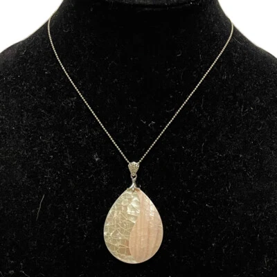 16” 18KGP Gargantilla Collar Madreperla Abulón Yin y Yang Colgante Rosa Foto 1 de 4