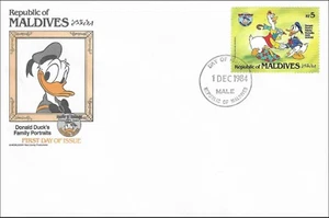 Donald Duck's Disney Cartoons Family Portraits Gus Goose Maldives FDC 1984 - Picture 1 of 1