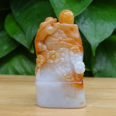 Botella de tabaco de jade rojo certificada flor aves talla tipo A jadeíta S-060-5 花开富贵 Foto 1 de 4