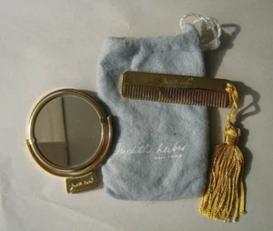 De Colección Juego de Judith Leiber Metal Peine Dorado y Espejo Bolsillo Doble Cara - Imagen 1 de 7