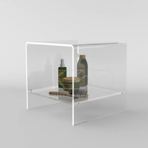 Sgabello cm 40x40 in plexiglass trasparente con ripiano per doccia - Foto 1 di 3