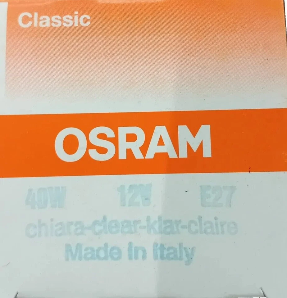 Osram LAMPADA INCANDESCENZA A GOCCIA CHIARA 40W ATTACCO E27 LUCE CALDA 12V  - Immagine 1 di 1