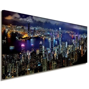 Hong Kong Leinwandbild AK Art Bilder Mehrfarbig Wandbild Kunstdruck Panorama XXL - Bild 1 von 3