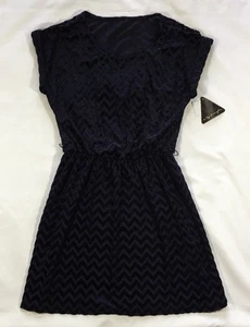 NWT Women's City Triangle Navy Blue Flocked Geometric Dress-Size M - Picture 1 of 1