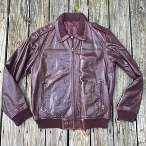 NWT Vintage KNOLES & CARTER Genuine Italian Leather Burgundy Jacket Size 2XL - Picture 1 of 7