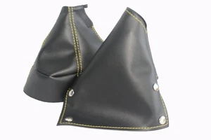 Fits Datsun 240z, 260z, 280z Leather Manual & E-Brake Boots SET w/Yellow Stitch - Bild 1 von 5