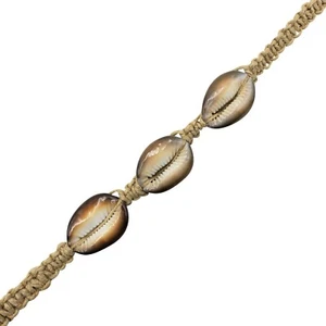 Kaurimuschel Halsband Hanf Halskette Surfer Boho Festival Tiger Kaurimuscheln groß - Bild 1 von 3