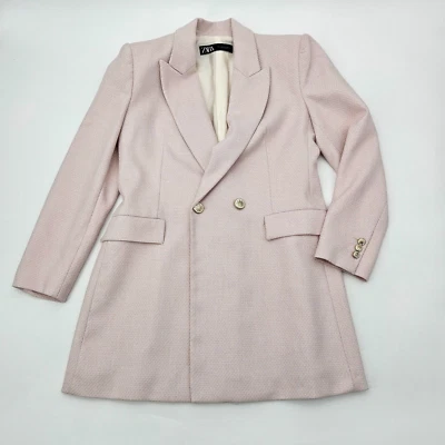 Zara Long Fitted Blazer Women's Size Large Lilac White 2426/779/018 NEW Dress - Image 1 of 4