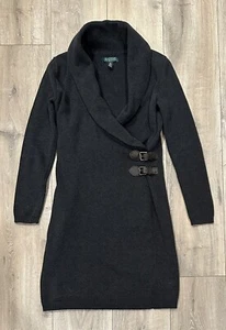 LAUREN Ralph Lauren Women’s Cardigan Long-Sleeve Buckle Wrap Dress Small Gray - Picture 1 of 10