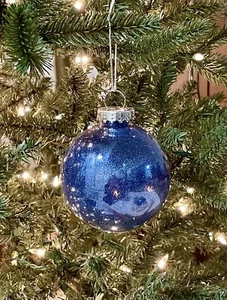 Midnight Blue Holiday Decor: Ornaments & Handmade Velvet Tree Topper, Wreath Bow - Picture 1 of 6