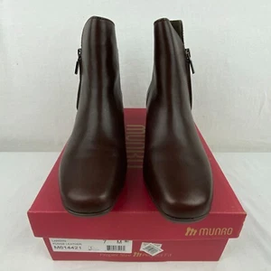 Munro Landyn Bootie Fudge Brown Leather 7 M M614421 Side Zipper Womens SR1 - Picture 1 of 20