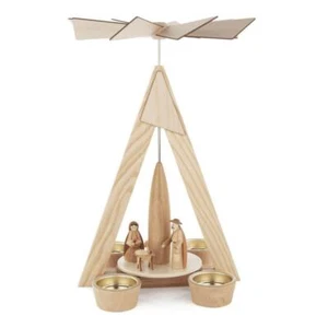 Teelichtpyramide Christi Geburt, natur BxHxT 20x29x20cm NEU Weihnachtspyramide - Picture 1 of 1