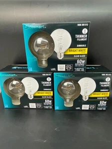 3 Box Ecosmart Thinner Filament Dimmable Bright White Clear Glass 60W 500 Lumens - Picture 1 of 7