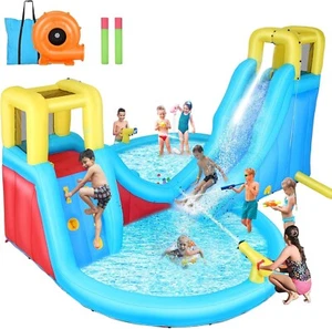 Big Inflatable Water Slides Park Bounce House for Kids with Pool & Double Slides - Picture 1 of 10