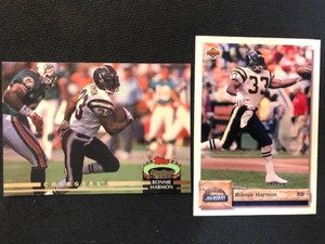 NFL - Ronnie Harmon 1992 Topps Stadium Club & 1992 Upper Deck Football Chargers