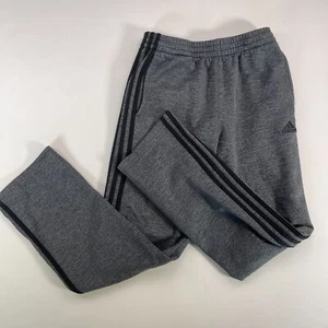 Adidas Jogginghose Herren Large grau 3-Streifen Fleece gefüttert Kordelzug gerades Bein - Bild 1 von 9