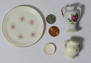 Juego de 3 piezas de porcelana de hueso miniatura Japón Taiwán casa de muñecas vajilla vintage - Imagen 1 de 23