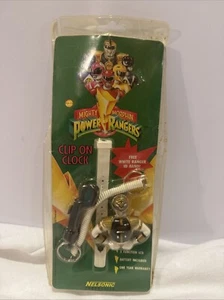 1995 Mighty Morphin weiß Power Ranger Clip-On Uhr mit ID-Band & Schlüsselanhänger NEU - Bild 1 von 5