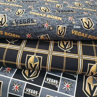 VGK Vegas Golden Knights Cotton Fabric NHL Prints by the FQ, 1/4,1/2,Yard, 42"W - Image 1 of 4