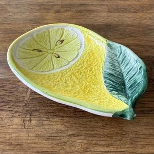 Vintage Bassano Fine Italian Ceramic Textured Lemon Shaped Spoon Rest Soap Dish - Picture 1 of 6