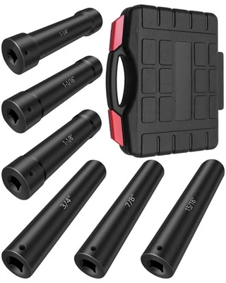 1/2 Inch Drive Extended Length Impact Socket, Extended Deep Sockets Hex Sizes... - Image 1 of 4