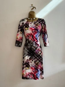 Trendy Joseph Ribkoff Pink Mix Abstract Design Shift Dress Size 10 - Picture 1 of 8