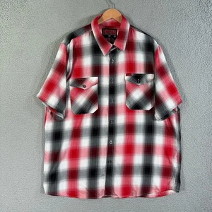 Dixxon Flannel Shirt Mens 2X Red Black Octane Bamboo Short Sleeve Plaid D LUX - Picture 1 of 11