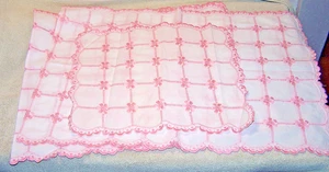 JUEGO DE 3 bufandas vintage rosa tocador algodón Shabby granja femenina - Imagen 1 de 3