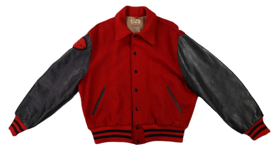 Chaqueta Bomber De Colección Años 60 EE. UU. 44 M Roja Thurston Colts Varsity Letterman Cuero Lana Foto 1 de 4