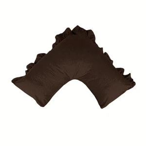 280TC Luxury Percale Ruffled V Pillowcase Chocolate - Bild 1 von 2