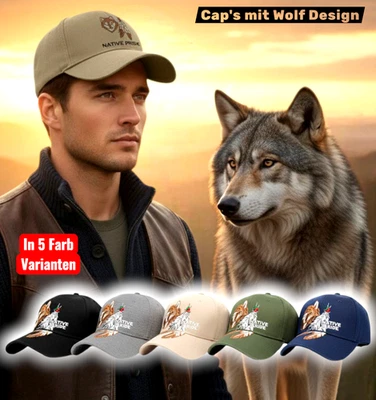 Baseball Cap WOLF u. FEDER Bestick Hut Mütze Unisex in 5 Farben Kappe Basecap - Bild 1 von 4