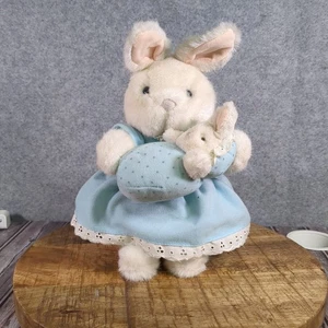 Vintage Dakin Musical Wiegenlied Plüsch Mama Hase Kaninchen & Schaukelbaby 1991 selten  - Bild 1 von 11