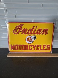 "SIGNO DE PORCELANA VINTAGE DE MOTOCICLETAS INDIAS 12 x 8 1/4"""  - Imagen 1 de 12