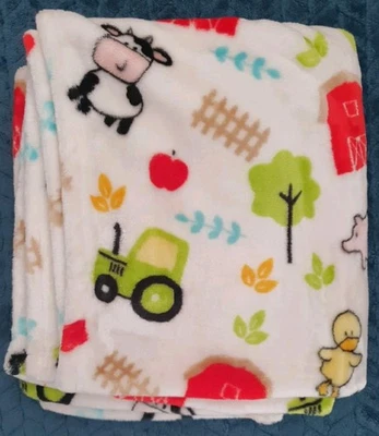 Manta de cochecito de lana Little Miracles Costco Farm Lovey 44x30" tractor vaca cerdo Foto 1 de 4
