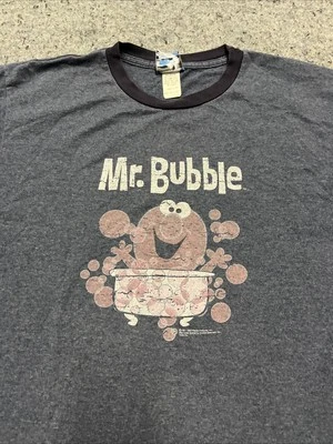 Винтажная женская футболка Mr Bubble 2003 Ringer L мультфильм синяя Coastal Concepts - Изображение 1 из 4