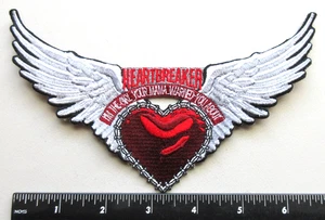 🩷HEARTBREAKER RED HEART WITH WINGS JACKET CLOTHING VEST HANDBAGS SEW ON PATCH - Picture 1 of 4