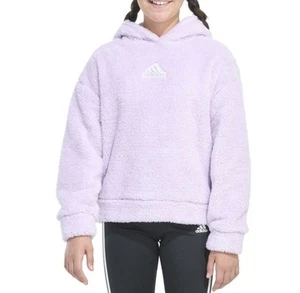 adidas Girls Cozy Lavender Furry Sherpa Hoodie Size L(14) Brand New‼️ - Picture 1 of 9
