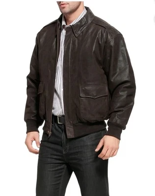 Air Force Landing Leather Jacket Men’s L Brown  Flight Bomber Pilot Flyers. - Image 1 of 4