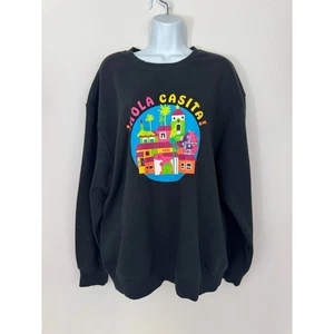 Disney Encanto Hola Casita Black Sweatshirt Women’s Large Colorful Crewneck - Picture 1 of 6