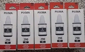LOT OF 5 Genuine Canon PIXMA 290BK Black Ink Bottles / 135ml per Bottle NEW - Picture 1 of 2