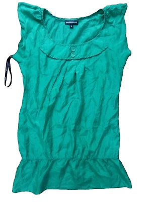 Warehouse Sleeveless Top  Size 8 Green 100% Silk Semi Sheer Ultra  Lightweight - Image 1 of 4