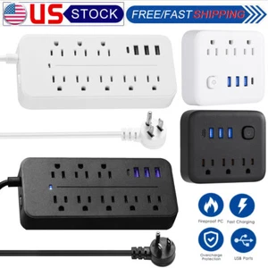 3/8 Outlets Wall Mountable USB Surge Protector Power Strip with USB Ports Plugs - Picture 1 of 53