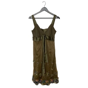 Vestido Y2K Galliano Malla Floral Lentejuelas Adornado Sin Mangas Midi Línea A Talla 44 - Imagen 1 de 11