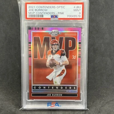 PSA 9 JOE BURROW 2021 Contenders Optic MVP PINK PRIZM REFRACTOR SP /75 PSA 9 - Image 1 of 2