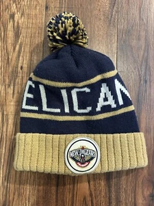 Mitchell & Ness New Orleans Pelicans Baloncesto Tejido Gorro Gorra Pom Cap - Imagen 1 de 7