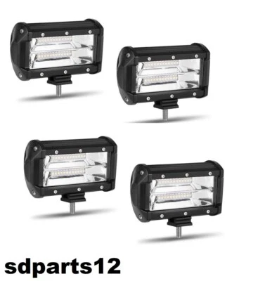 4 Fari 72W Lampada Da Lavoro Faretto Auto Fuoristrada IP67 24 Led Smd 6000k - Immagine 1 di 4